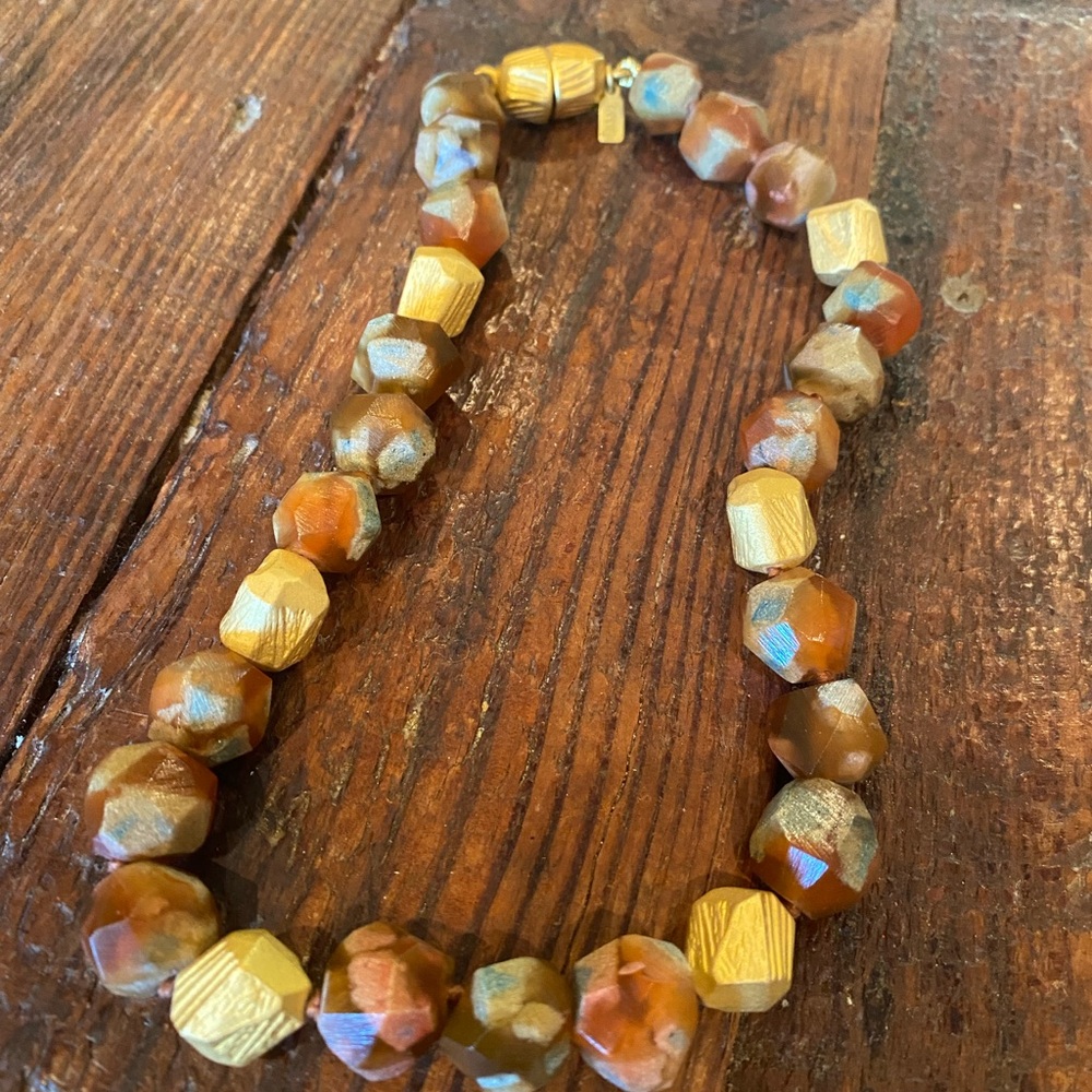 Vintage Doncaster quality Faceted Amber and Gold-Tone Bead Necklace. Nice weight